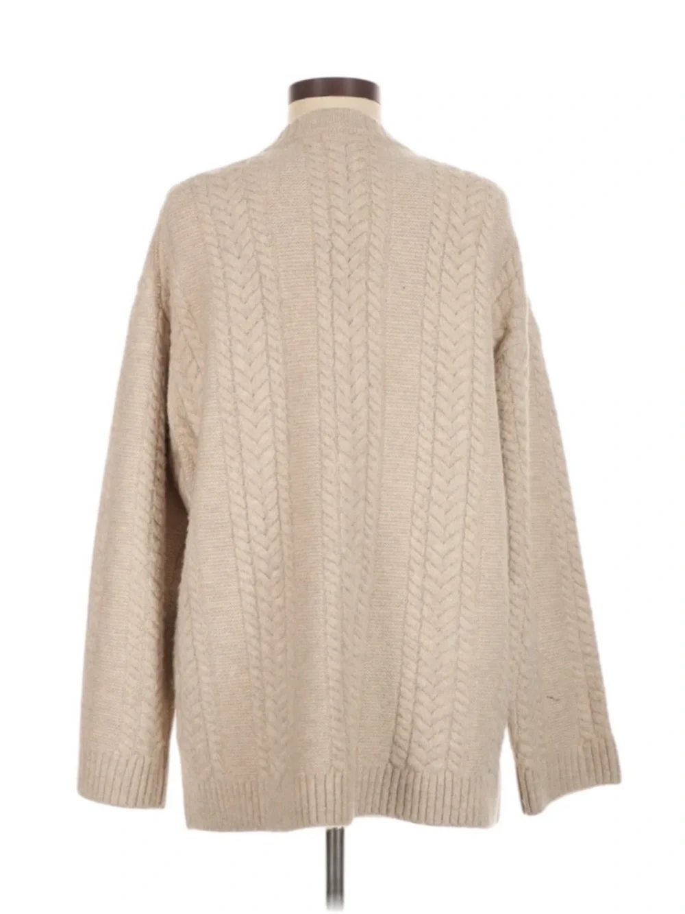 J. Crew Relaxed Cable Knit Cardigan Small Oatmeal Oversized Wool Cozy Layering